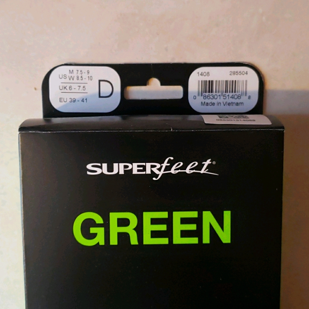 Superfeet Green  **NEW open box** Size D